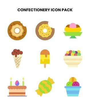 Confectionery Flat Vector Icons Pack Stock Illustration