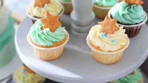 Confectionery in the form of muffins Stock Footage 102226433