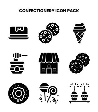Confectionery Glyph Bundle Icons Pack Stock Illustration