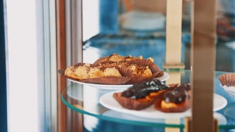 Confectionery refrigerated showcase Video stock 100855914