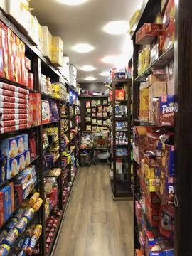 Confectionery section of a store Stock Photos