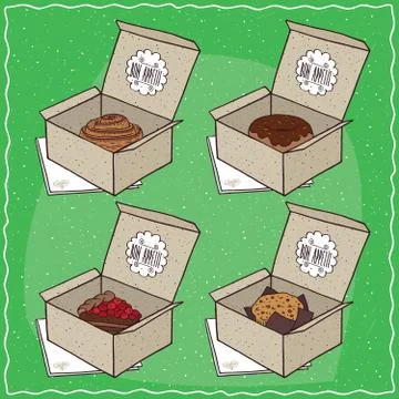 Confectionery set in carton boxes Stock Illustration