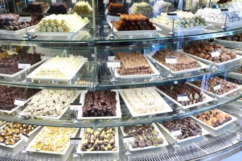 Confectionery. showcase. Stock Photos