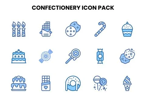 Confectionery Two Colour Bundle Icons Pack Stock Illustration