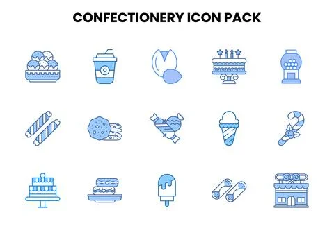 Confectionery Two Colour Vector Icons Pack Stock Illustration