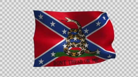 Confederate Alternative Flag Waving with Alpha Channel Stock Footage 56352512
