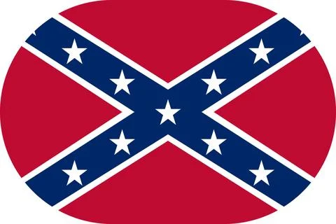 Confederate Battle Flag in flat oval design Stock Illustration