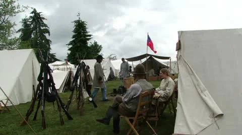 Confederate camp is quiet 578-1 Stock Footage