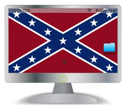 Confederate Computer Screen With On Button Illustrazione stock