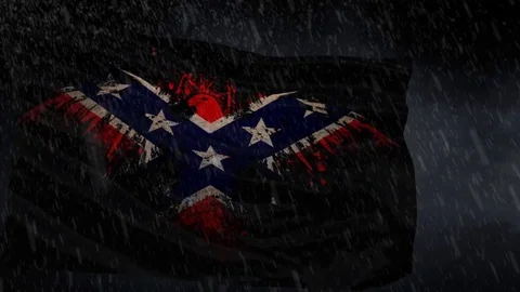 Confederate Eagle Black Flag in a Storm 4K Loop Stock Footage 83497010