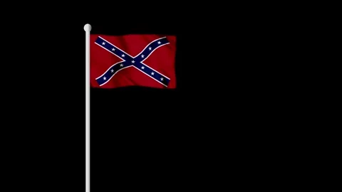 Confederate flag animation flying on a flagpole, Realistic Confederate flag flyi Stock Footage 304822942