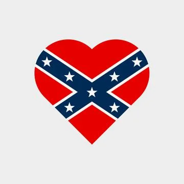 Confederate flag in a heart shape. Vector icon Stock Illustration