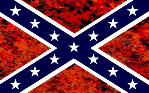 Confederate Flag Over Fire Illustrazione stock