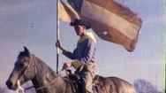 Confederate Flag Soldiers Battlefield Us Civil War Vintage Texas Film Home Movie Stock Footage