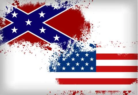 Confederate flag vs. Union flag. Civil war concept Stock Illustration