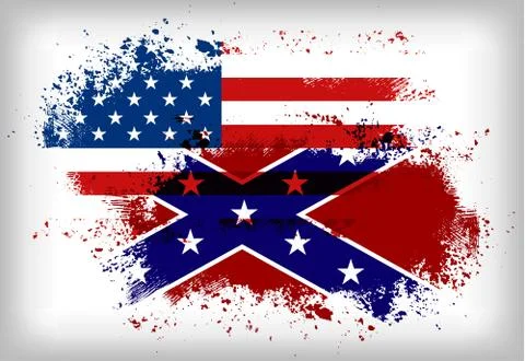 Confederate flag vs. Union flag. Civil war concept Stock Illustration