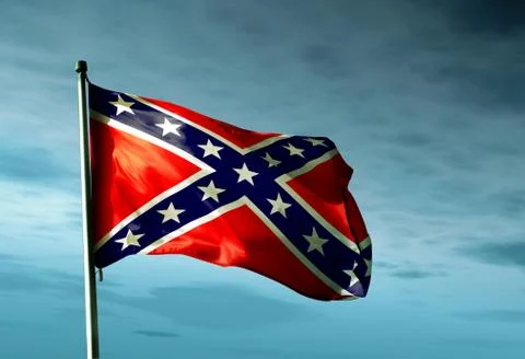 Confederate flag waving in the evening Stock Illustration