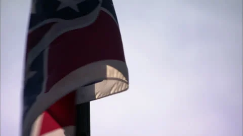 Confederate Flag in the Wind HD Video Stock Footage 24589779