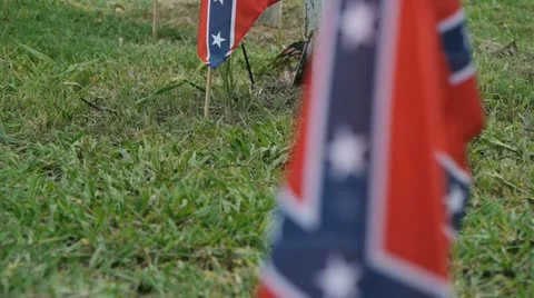Confederate flags with graves (Sequence) Stock Footage 11143213