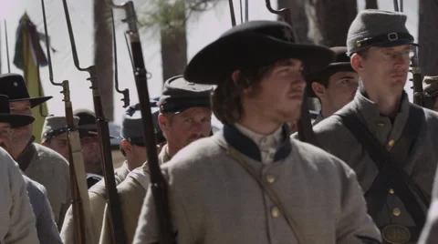 Confederate troops marching Stock Footage 62198303