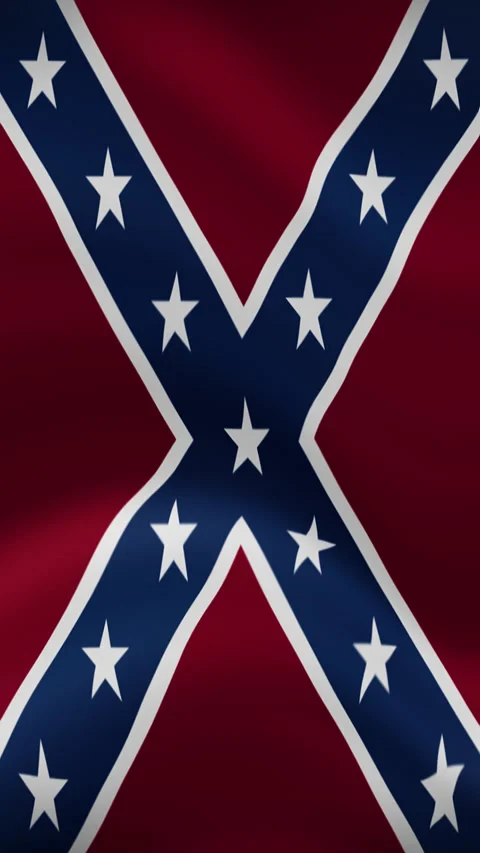 Confederate Waving Flag in Vertical Orientation – Realistic Loop Animation Stock Footage 294948704