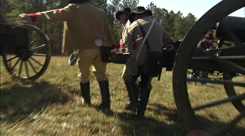 Confederate's moving cannon Stock Footage 40479216