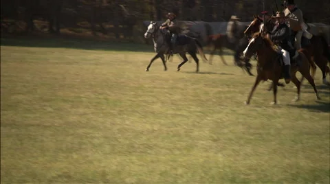 Confederate's moving forward on horses Stock Footage 40478210