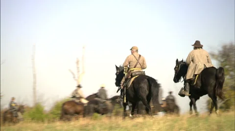 Confederate's riding horses Stock Footage 40479162