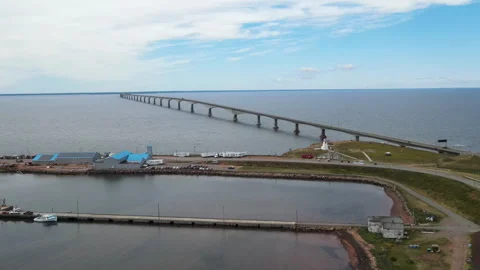 Confederation Bridge in Canada modern transportation infrastructure, PEI Stock Footage 339361901