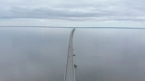 The confederation bridge top view - Prince Edward Island Stock Footage 109156667