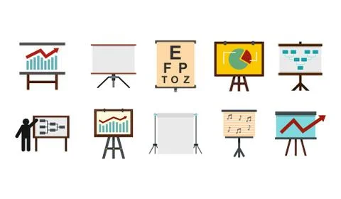 Conference banner icon set, flat style Stock Illustration