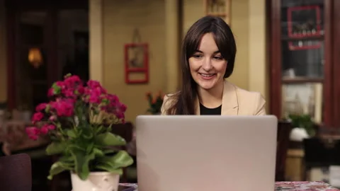 Conference call, teaching on webinar, interview communicates, Video stock 248645230