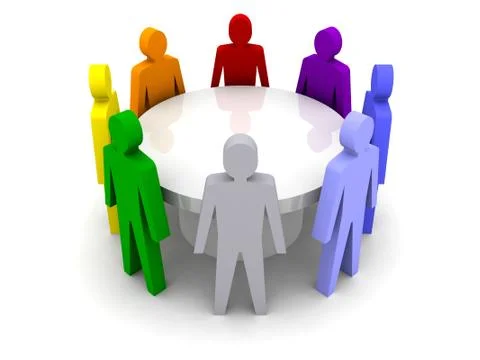 Conference of different people. Concept 3D illustration Stock Illustration
