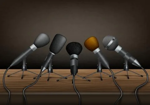 Conference With Different Tv Or Radio Microphones Stock-Illustration