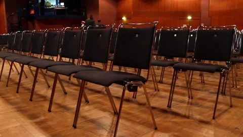 Conference hall seats getting ready Stock Footage 148017059