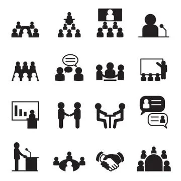 Conference icon set Stock Illustration