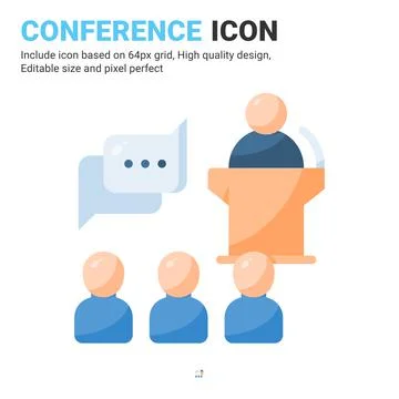 Conference icon vector with flat color style isolated on white background 스톡 일러스트
