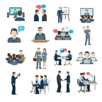 Conference Icons Flat Stock Illustration