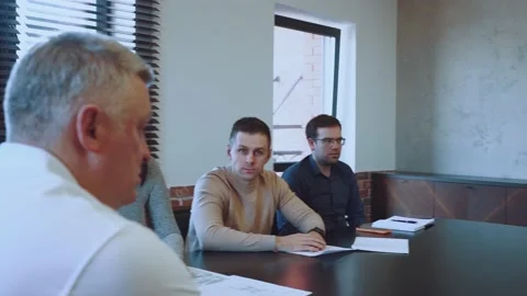 Conference at a large table, presentation at a conference Video stock 237033880