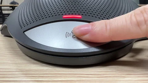 Conference Microphone Button was Pressed to Start Speaking Stock Footage 319727659