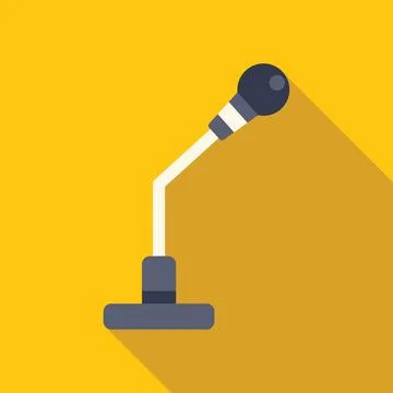 Conference microphone casting long shadow on yellow background Stock Illustration