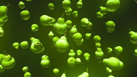Conference Pears Floating Against a Black Background Stock Footage 72299655