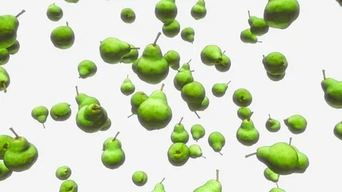 Conference Pears Floating Against a White Background Stock Footage 72299659