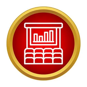 Conference presentation with bar chart on a screen and audience seats Stock Illustration