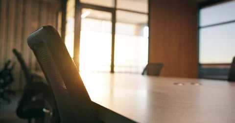 Conference, room and empty office with chairs in corporate building for meeting Stock Footage 340793102