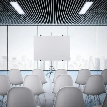 Conference room with blank screen. 3d rendering Stock Illustration