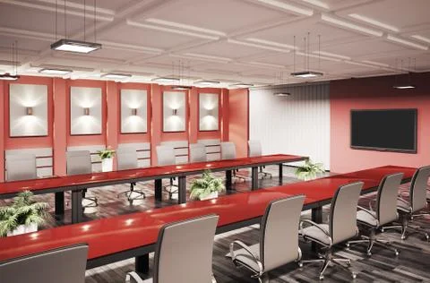 Conference room interior 3d Stock Illustration