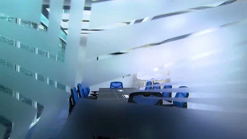 Conference room through window 04 Stock Footage 89567350