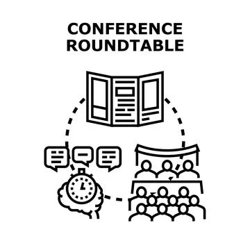 Conference roundtable discussion presenting new business ideas Illustrazione stock