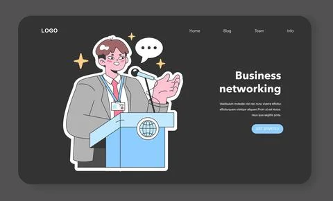 Conference speaker concept. Flat vector illustration Stock Illustration